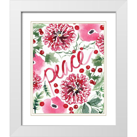 Christmas Floral I White Modern Wood Framed Art Print with Double Matting by Berrenson, Sara