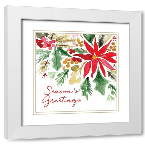Poinsettia Pine Sq White Modern Wood Framed Art Print with Double Matting by Berrenson, Sara