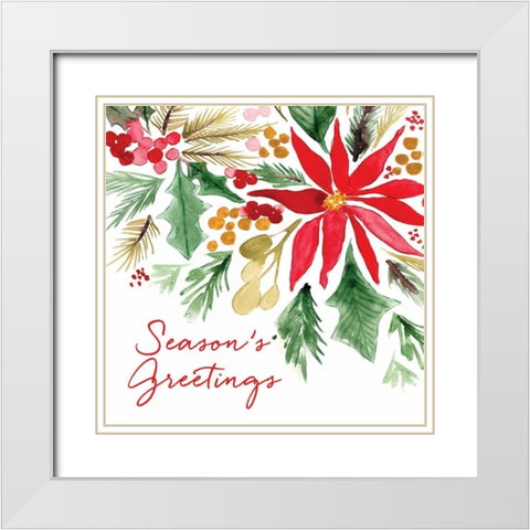 Poinsettia Pine Sq White Modern Wood Framed Art Print with Double Matting by Berrenson, Sara