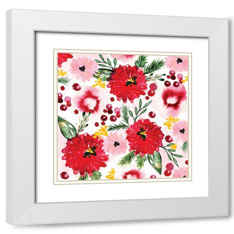 Christmas Floral III White Modern Wood Framed Art Print with Double Matting by Berrenson, Sara