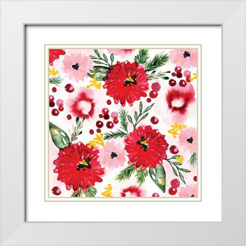 Christmas Floral III White Modern Wood Framed Art Print with Double Matting by Berrenson, Sara