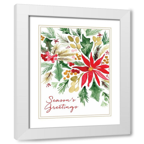 Poinsettia Pine White Modern Wood Framed Art Print with Double Matting by Berrenson, Sara