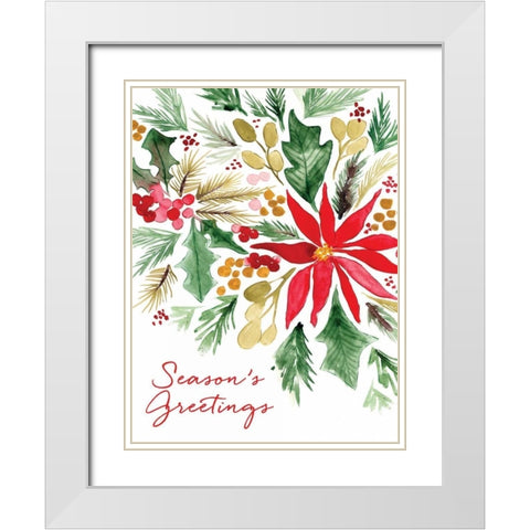 Poinsettia Pine White Modern Wood Framed Art Print with Double Matting by Berrenson, Sara