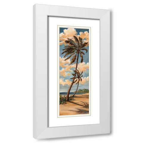 Palm Breeze II White Modern Wood Framed Art Print with Double Matting by Brent, Paul