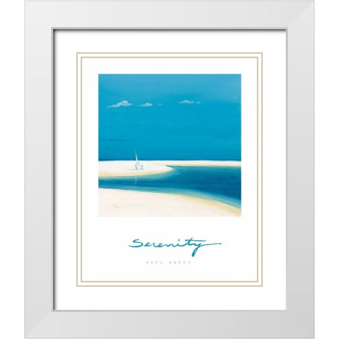 Serenity White Modern Wood Framed Art Print with Double Matting by Brent, Paul