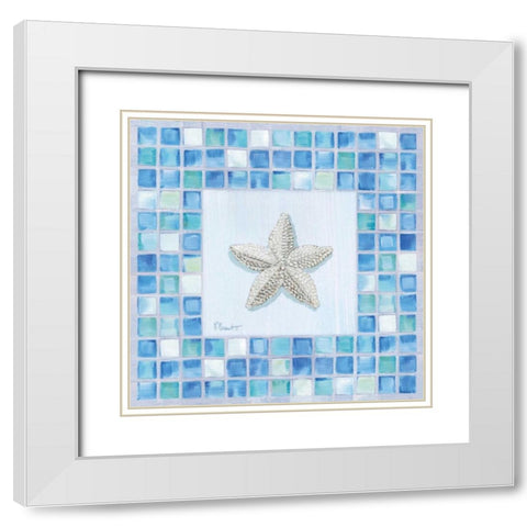 Mosaic Starfish White Modern Wood Framed Art Print with Double Matting by Brent, Paul