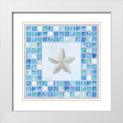 Mosaic Starfish White Modern Wood Framed Art Print with Double Matting by Brent, Paul