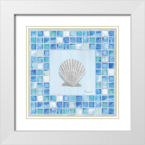 Mosaic Scallop White Modern Wood Framed Art Print with Double Matting by Brent, Paul