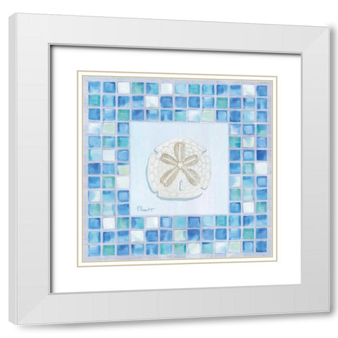 Mosaic Sanddollar White Modern Wood Framed Art Print with Double Matting by Brent, Paul