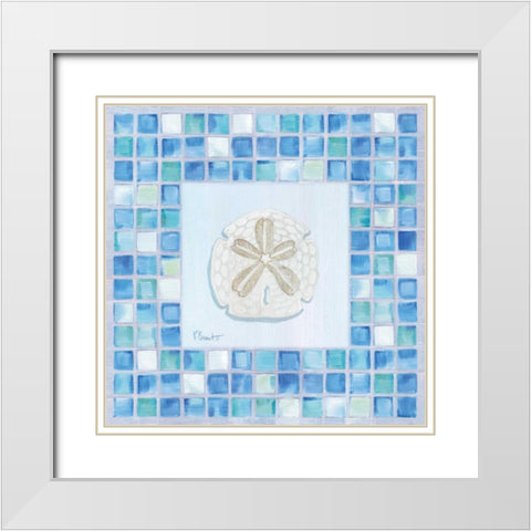 Mosaic Sanddollar White Modern Wood Framed Art Print with Double Matting by Brent, Paul