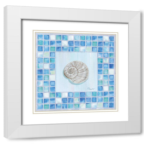 Mosaic Moonshell White Modern Wood Framed Art Print with Double Matting by Brent, Paul