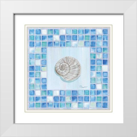 Mosaic Moonshell White Modern Wood Framed Art Print with Double Matting by Brent, Paul