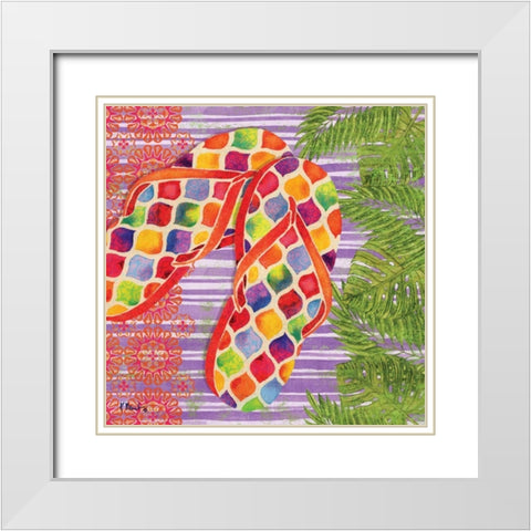 Red Sarasota Sandals III White Modern Wood Framed Art Print with Double Matting by Brent, Paul