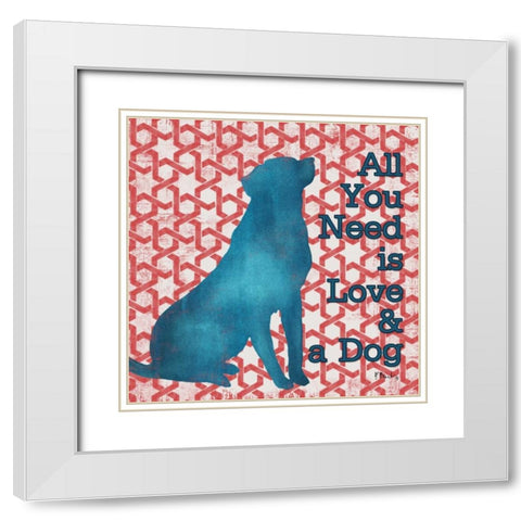 Patterned Pets Dog I White Modern Wood Framed Art Print with Double Matting by Brent, Paul
