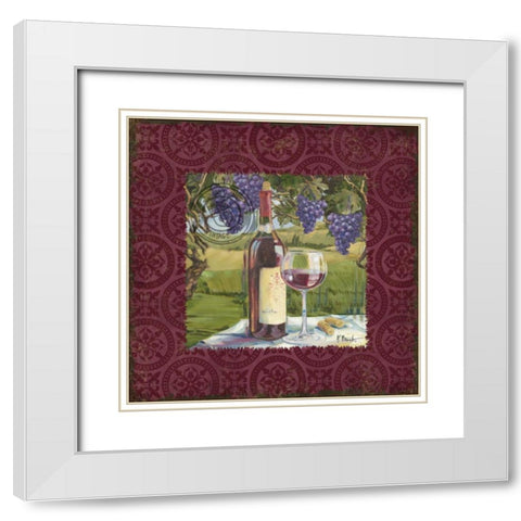 At the Vineyard Sq I White Modern Wood Framed Art Print with Double Matting by Brent, Paul