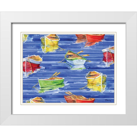 Rowboat Reflection White Modern Wood Framed Art Print with Double Matting by Brent, Paul