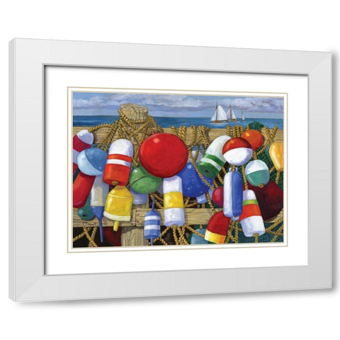 Buoy Composition White Modern Wood Framed Art Print with Double Matting by Brent, Paul