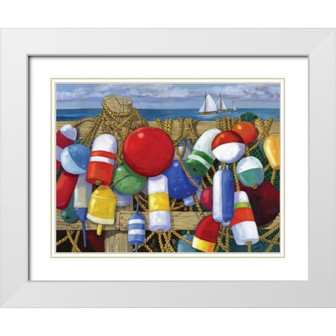 Buoy Composition White Modern Wood Framed Art Print with Double Matting by Brent, Paul