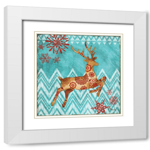 Ice Reindeer Dance I White Modern Wood Framed Art Print with Double Matting by Brent, Paul