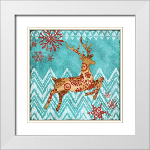 Ice Reindeer Dance I White Modern Wood Framed Art Print with Double Matting by Brent, Paul