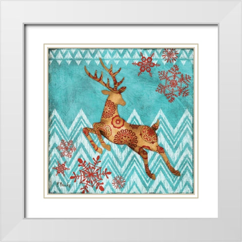 Ice Reindeer Dance II White Modern Wood Framed Art Print with Double Matting by Brent, Paul