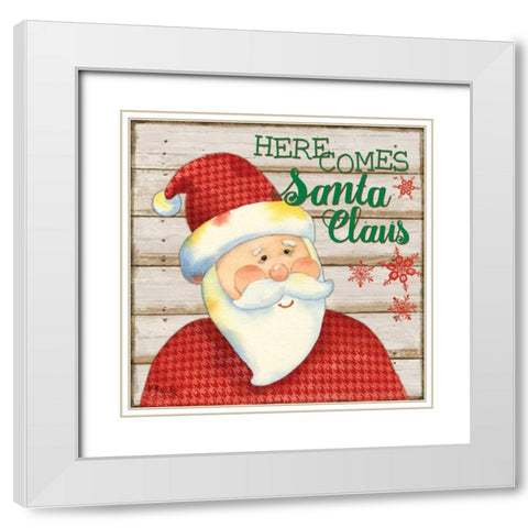 Jolly Santa I White Modern Wood Framed Art Print with Double Matting by Brent, Paul