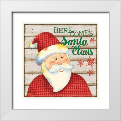 Jolly Santa I White Modern Wood Framed Art Print with Double Matting by Brent, Paul