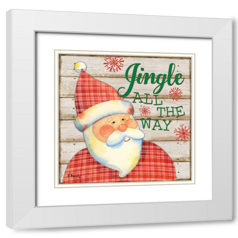 Jolly Santa III White Modern Wood Framed Art Print with Double Matting by Brent, Paul