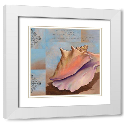 Sanibel Conch White Modern Wood Framed Art Print with Double Matting by Brent, Paul