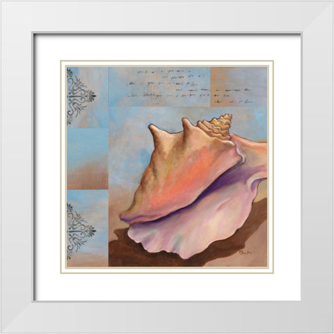Sanibel Conch White Modern Wood Framed Art Print with Double Matting by Brent, Paul