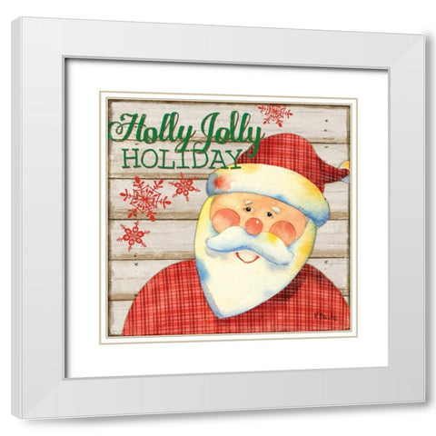 Jolly Santa IV White Modern Wood Framed Art Print with Double Matting by Brent, Paul