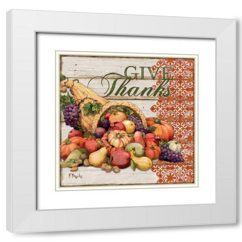 Give Thanks I White Modern Wood Framed Art Print with Double Matting by Brent, Paul