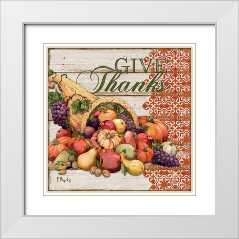 Give Thanks I White Modern Wood Framed Art Print with Double Matting by Brent, Paul