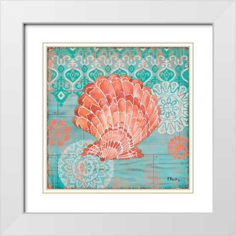 Coral Cove Shells I White Modern Wood Framed Art Print with Double Matting by Brent, Paul