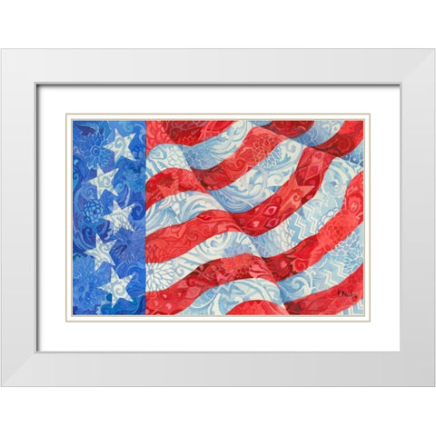 Spangled Stars and Stripes White Modern Wood Framed Art Print with Double Matting by Brent, Paul