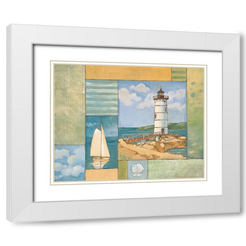 Lighthouse Collage II White Modern Wood Framed Art Print with Double Matting by Brent, Paul