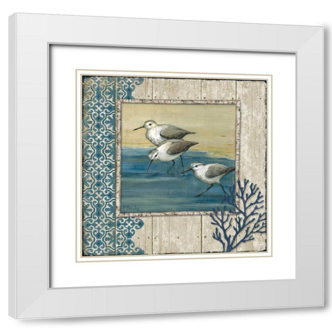 Sandpiper Shore II White Modern Wood Framed Art Print with Double Matting by Brent, Paul