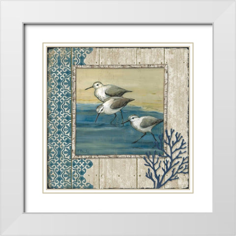 Sandpiper Shore II White Modern Wood Framed Art Print with Double Matting by Brent, Paul