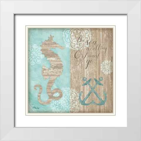 Beach Boardwalk I White Modern Wood Framed Art Print with Double Matting by Brent, Paul