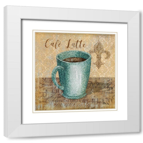 Bonjour Cafe II White Modern Wood Framed Art Print with Double Matting by Brent, Paul