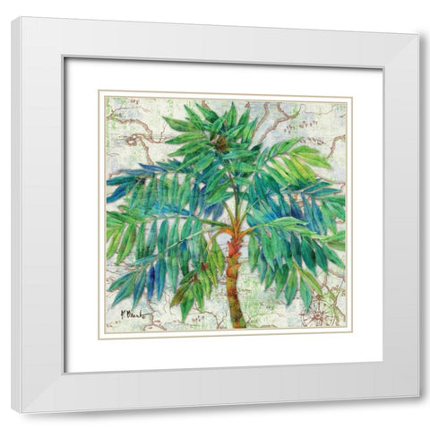 Aqueous Palm I White Modern Wood Framed Art Print with Double Matting by Brent, Paul