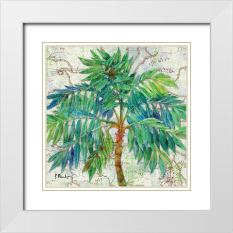 Aqueous Palm I White Modern Wood Framed Art Print with Double Matting by Brent, Paul
