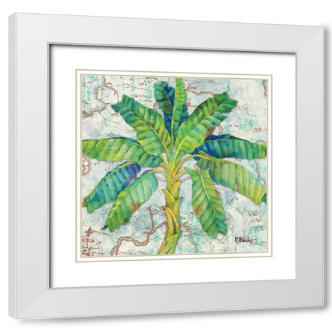 Aqueous Palm II White Modern Wood Framed Art Print with Double Matting by Brent, Paul