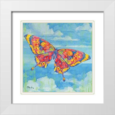 Wild Blue Butterfly White Modern Wood Framed Art Print with Double Matting by Brent, Paul