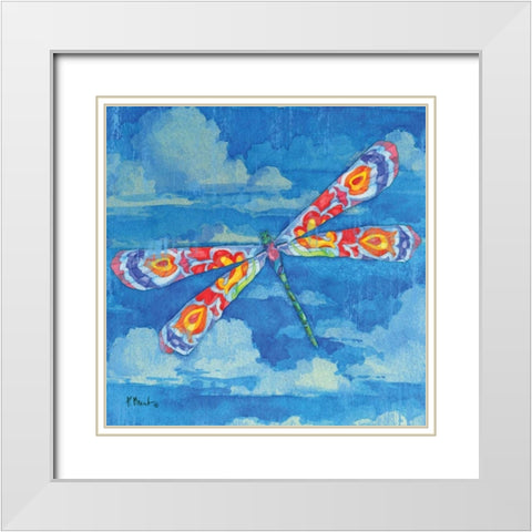 Wild Blue Dragonfly White Modern Wood Framed Art Print with Double Matting by Brent, Paul