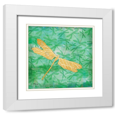 Aurora Dragonfly White Modern Wood Framed Art Print with Double Matting by Brent, Paul