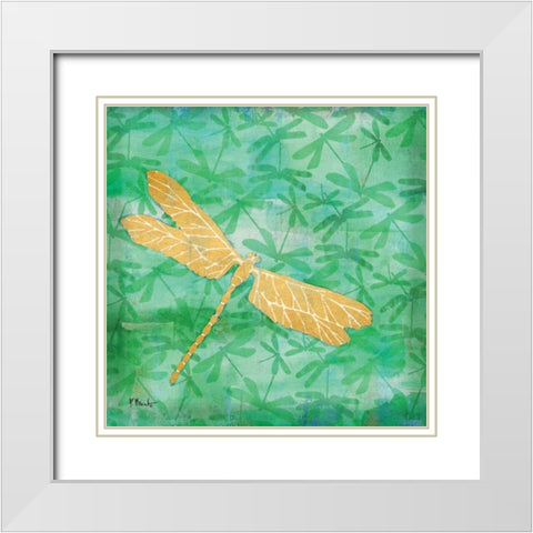 Aurora Dragonfly White Modern Wood Framed Art Print with Double Matting by Brent, Paul