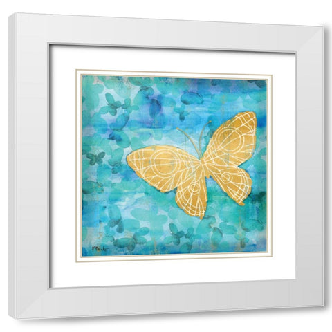 Aurora Butterfly White Modern Wood Framed Art Print with Double Matting by Brent, Paul