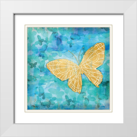 Aurora Butterfly White Modern Wood Framed Art Print with Double Matting by Brent, Paul