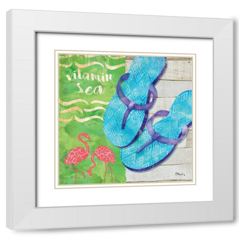 Sunshine Sandals II White Modern Wood Framed Art Print with Double Matting by Brent, Paul